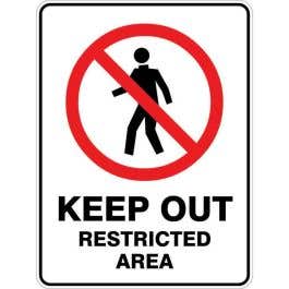 Sticker KEEP OUT RESTRICTED AREA 300 x 225mm