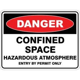 Sticker DANGER CONFINED SPACE HAZ ATMOS ENTRY PERMIT ONLY 300 x 225mm